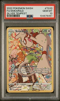 2022 Pokemon Sword & Shield Silver Tempest Tg10 Full Art/smeargle PSA