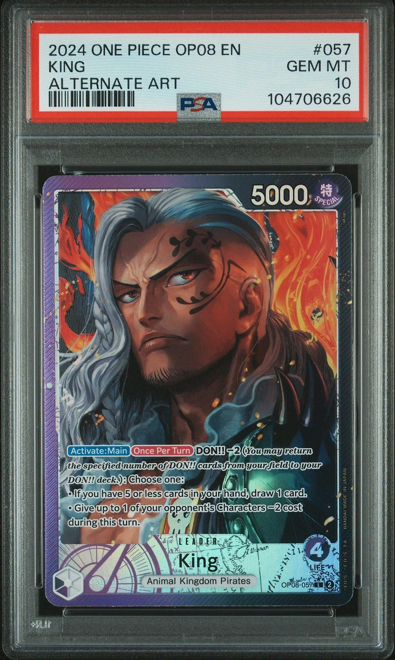 2024 One Piece Op08-two Legends 057 King Alternate Art PSA 10