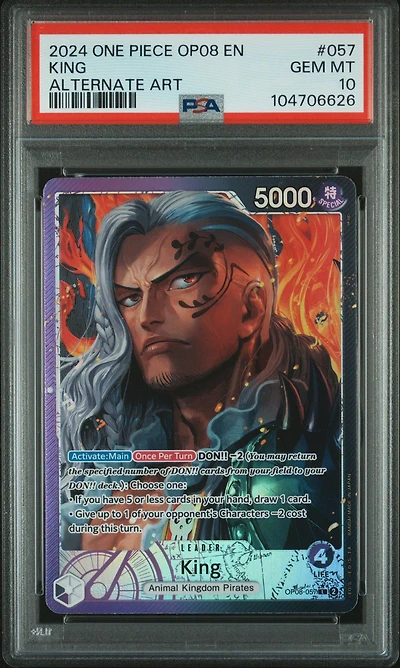 2024 One Piece Op08-two Legends 057 King Alternate Art PSA 10