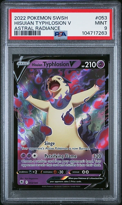 2022 Pokemon Sword & Shield Astral Radiance 053 Hisuian Typhlosion V PSA 9