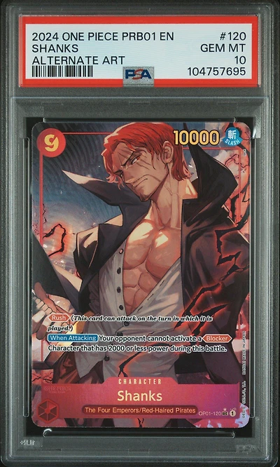 2024 One Piece Prb01-premium Booster -one Piece Card The Best- 120 Shanks Alternate Art PSA 10