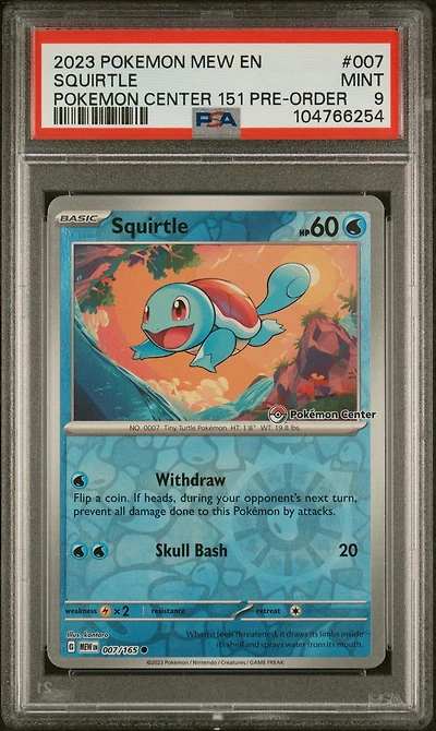 2023 Pokemon Mew En-151 007 Squirtle Pokemon Center 151 Pre-order Promo PSA