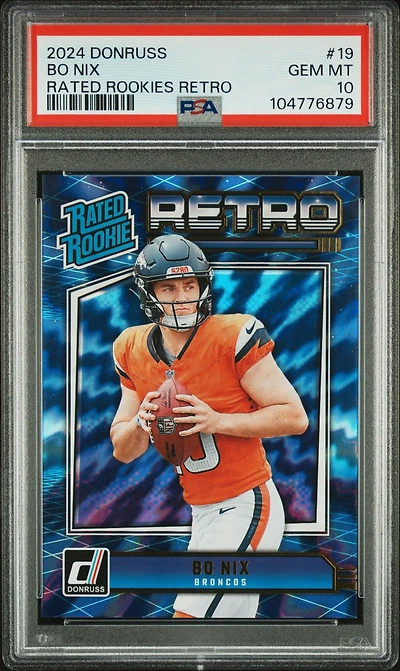 2024 Panini Donruss Rated Rookies Retro 19 Bo Nix PSA