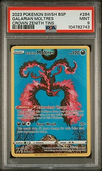 2023 Pokemon Swsh Black Star Promo 284 Galarian Moltres Crown Zenith Tins PSA