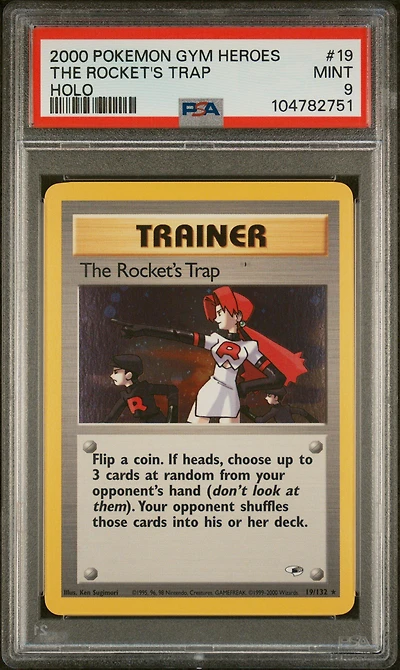 2000 Pokemon Gym Heroes 19 The Rocket's Trap-holo PSA 9