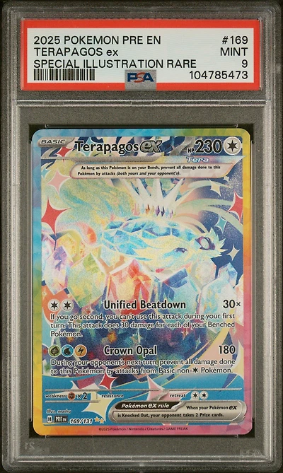 2025 Pokemon Pre En-prismatic Evolutions 169 Terapagos Ex Special Illustration Rare PSA