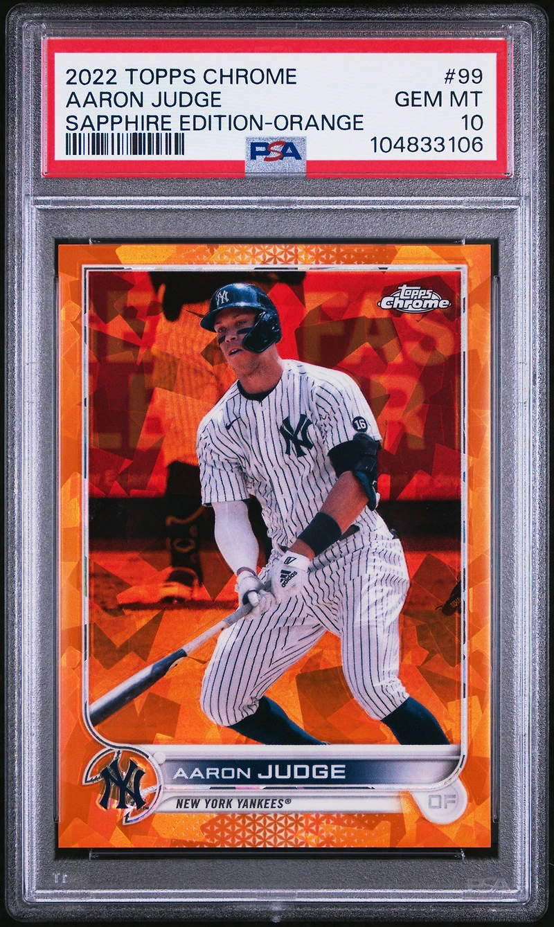 2022 Topps Chrome Sapphire Edition 99 Aaron Judge Orange PSA 10