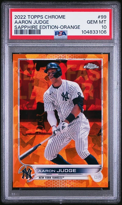 2022 Topps Chrome Sapphire Edition 99 Aaron Judge Orange PSA 10