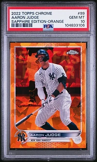 2022 Topps Chrome Sapphire Edition 99 Aaron Judge Orange PSA 10