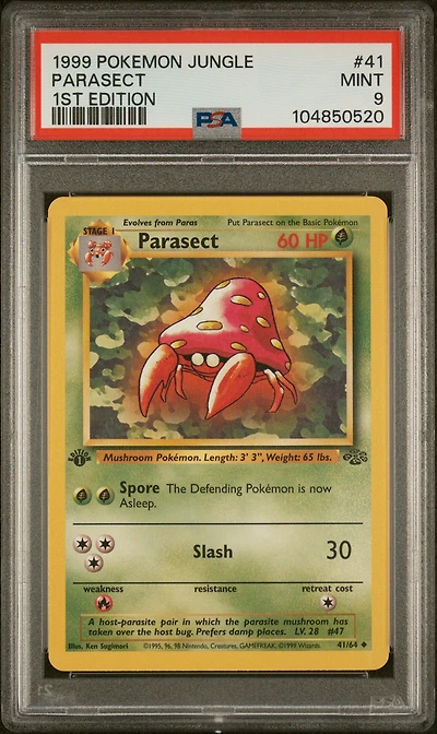 1999 Pokemon Jungle 41 Parasect 1st Edition PSA