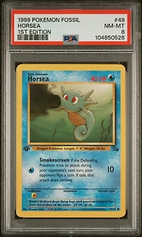 1999 Pokemon Fossil 49 Horsea 1st Edition PSA