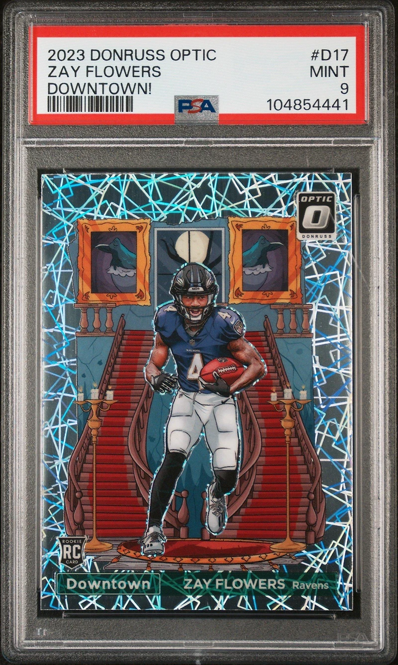 2023 Panini Donruss Optic Downtown! D17 Zay Flowers PSA 9