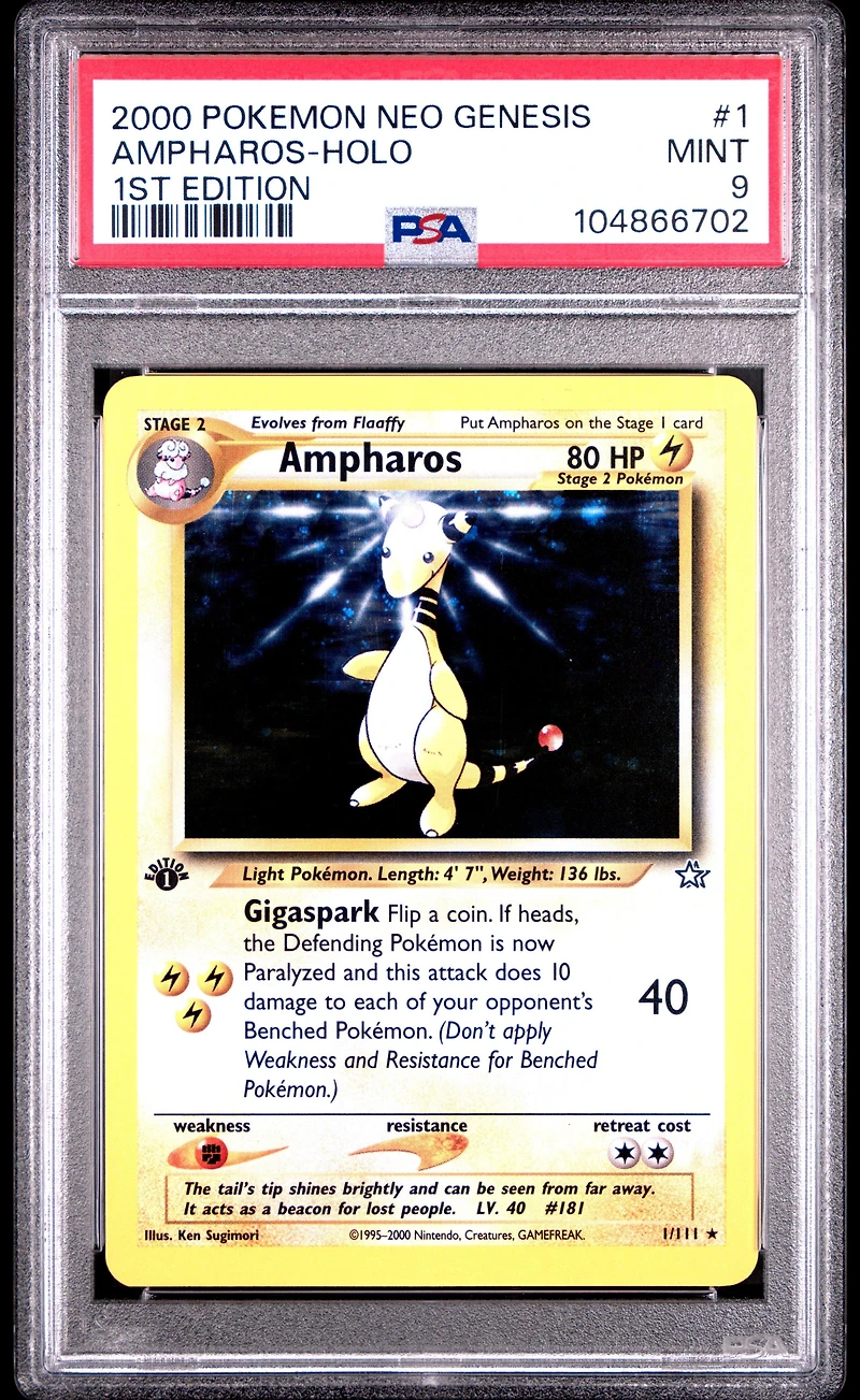 2000 Pokemon Neo Genesis 1st Edition 1 Ampharos-holo PSA