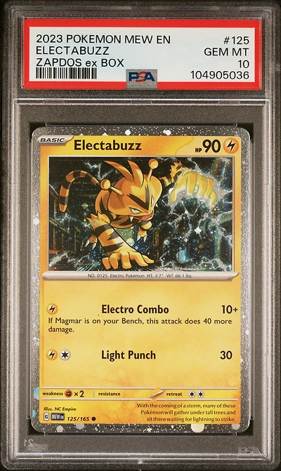 2023 Pokemon Mew En-151 125 Electabuzz Zapdos Ex Box PSA