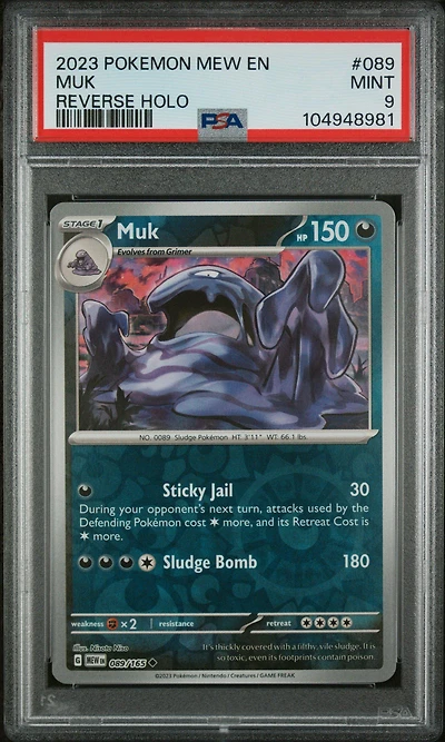 2023 Pokemon Mew En-151 089 Muk Reverse Holo PSA 9
