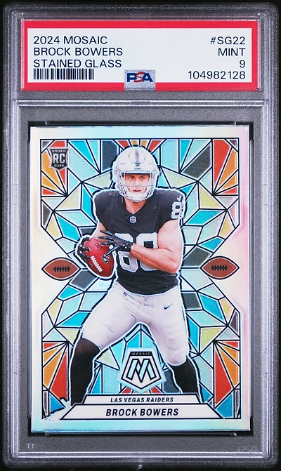 2024 Panini Mosaic Stained Glass Sg22 Brock Bowers PSA 9