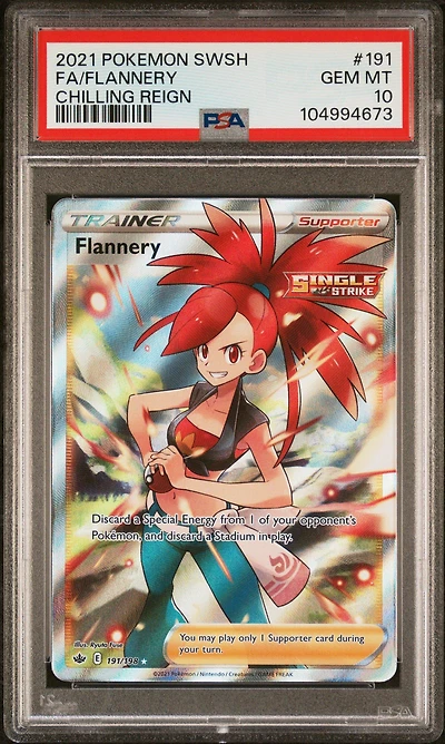 2021 Pokemon Sword & Shield Chilling Reign 191 Full Art/flannery PSA