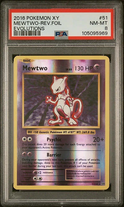 2016 Pokemon Xy Evolutions 51 Mewtwo-reverse Foil PSA