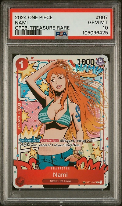 2024 One Piece Op06-wings Of The Captain 007 Nami Treasure Rare PSA 10