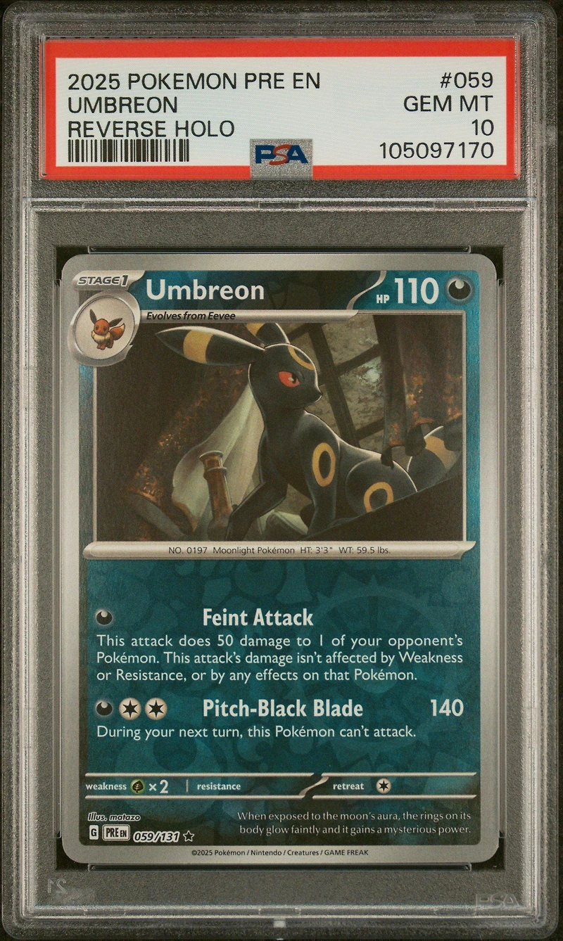 2025 Pokemon Pre En-prismatic Evolutions 059 Umbreon Reverse Holo PSA