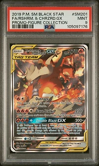 2019 Pokemon Sm Black Star Promo Sm201 Full Art/reshiram & Charizard Gx Reshiram & Charizard-gx Figure Collection PSA