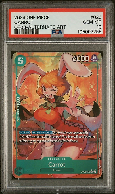 2024 One Piece Two Legends 023 Carrot Alternate Art PSA 10