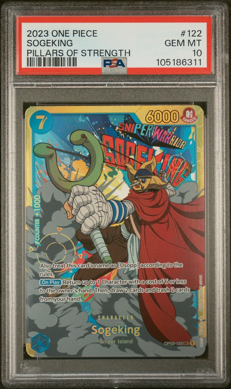 2023 One Piece Op03-pillars Of Strength 122 Sogeking PSA 10