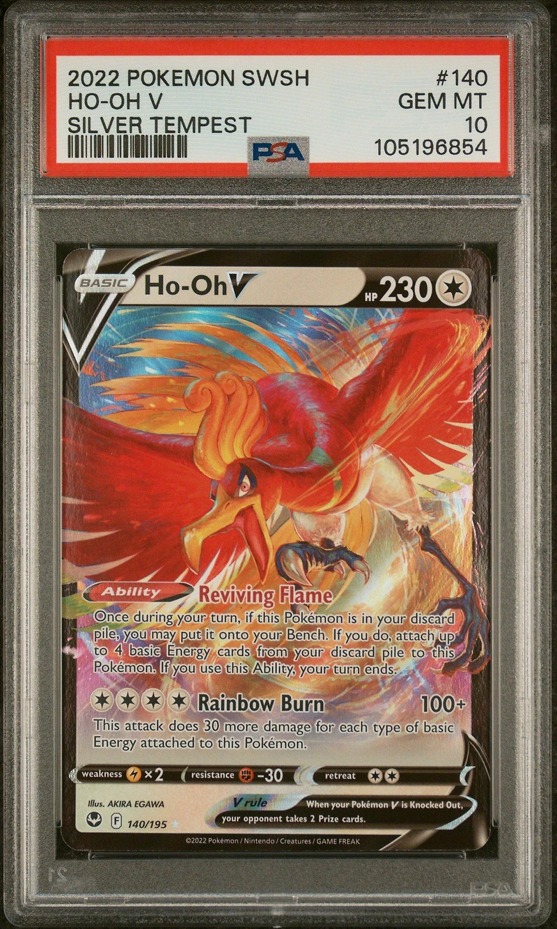 2022 Pokemon Sword & Shield Silver Tempest 140 Ho-oh V PSA 10