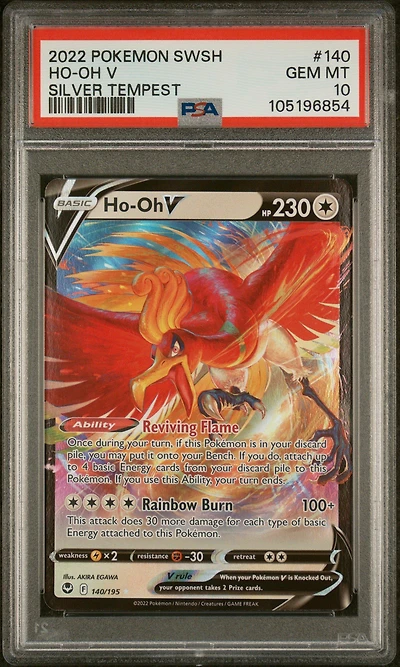 2022 Pokemon Sword & Shield Silver Tempest 140 Ho-oh V PSA 10