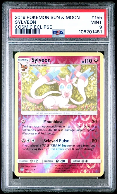 2019 Pokemon Sun & Moon Cosmic Eclipse 155 Sylveon PSA 9