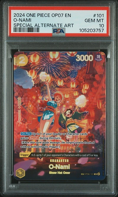 2024 One Piece Op07-500 Years In The Future 101 O-nami Special Alternate Art PSA 10