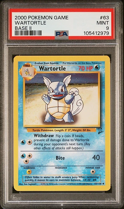 2000 Pokemon Game Base Ii 63 Wartortle PSA