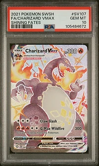 2021 Pokemon Sword & Shield Shining Fates Sv107 Full Art/charizard Vmax PSA