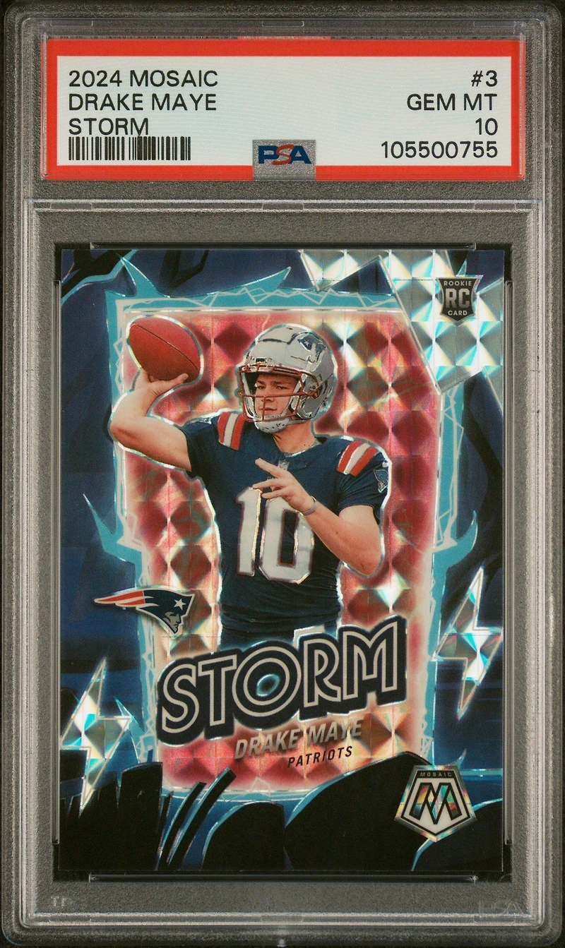 2024 Panini Mosaic Storm 3 Drake Maye PSA 10
