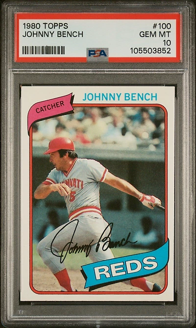 1980 Topps 100 Johnny Bench PSA 10
