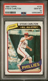 1980 Topps 210 Steve Carlton PSA 10