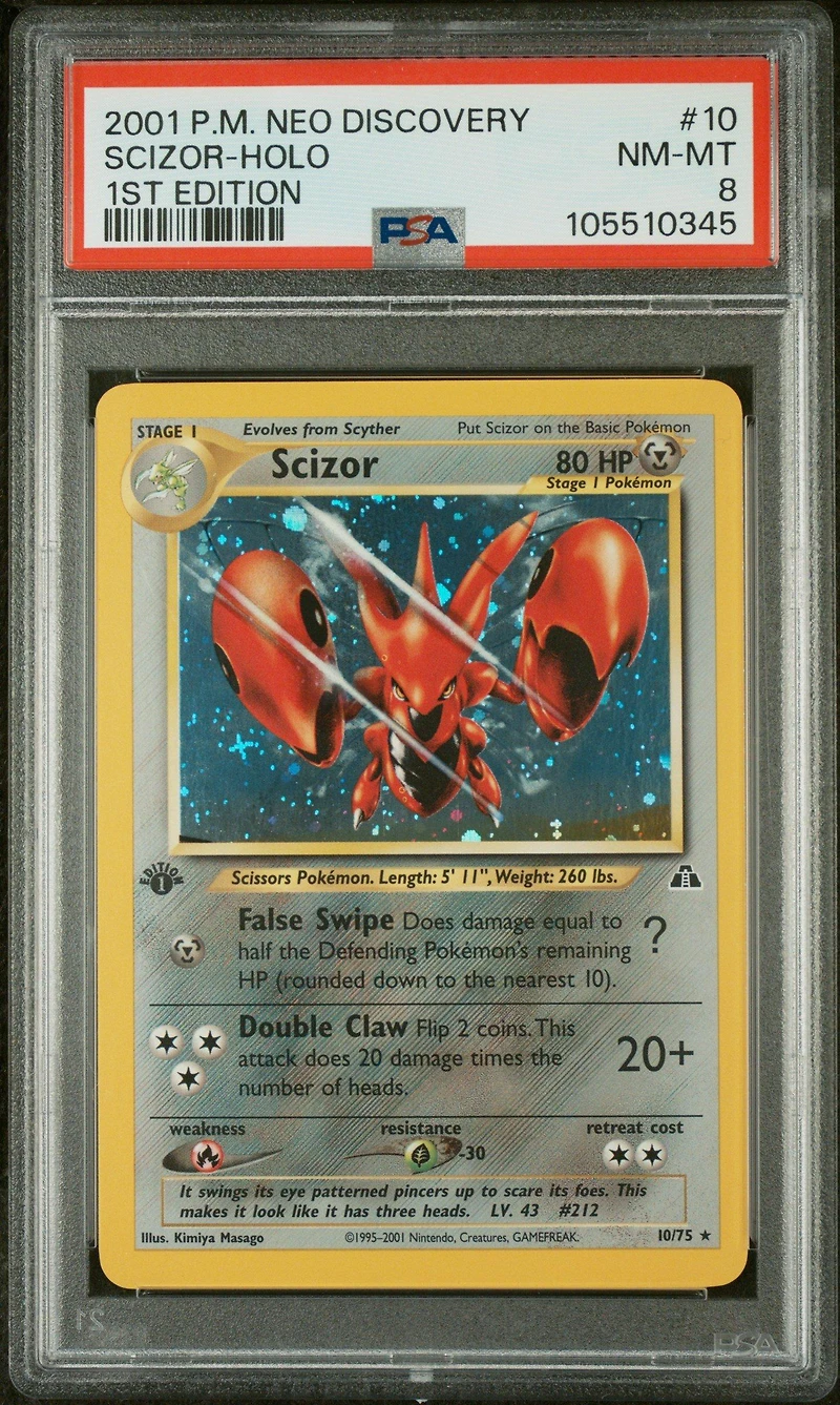 2001 Pokemon Neo Discovery 10 Scizor-holo 1st Edition PSA 8