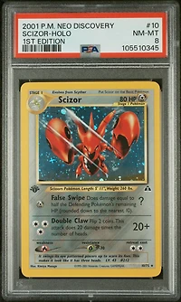 2001 Pokemon Neo Discovery 10 Scizor-holo 1st Edition PSA 8