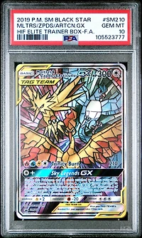 2019 Pokemon Sm Black Star Promo Sm210 Full Art/moltres & Zapdos & Articuno Gx Hidden Fates Elite Trainer Box PSA