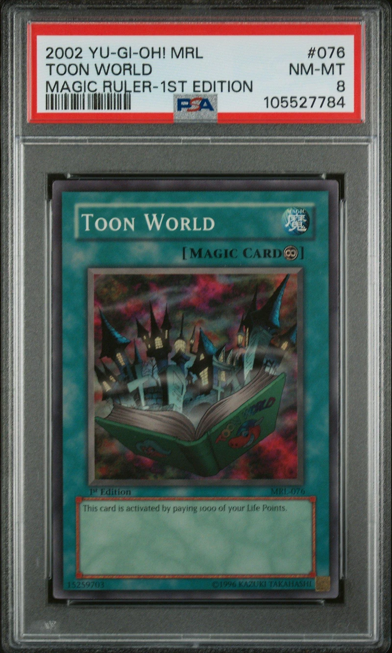 2002 Yu-gi-oh! Mrl-magic Ruler 076 Toon World 1st Edition PSA 8