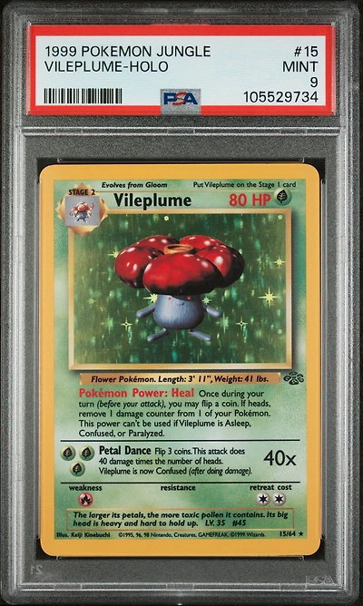 1999 Pokemon Jungle 15 Vileplume-holo PSA