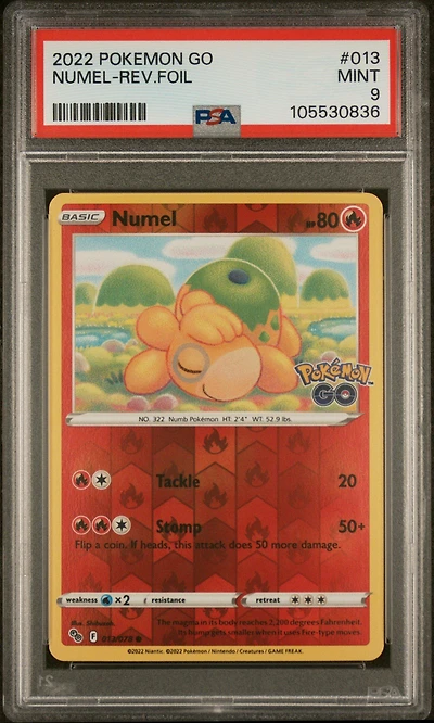 2022 Pokemon Go 013 Numel-reverse Foil PSA 9