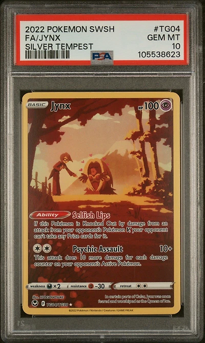 2022 Pokemon Sword & Shield Silver Tempest Tg04 Full Art/jynx PSA