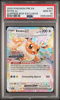 2025 Pokemon Pre En-prismatic Evolutions 075 Eevee Ex Surprise Box Exclusive PSA