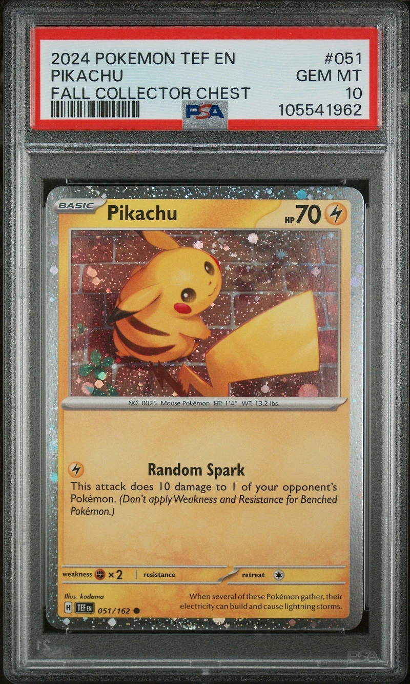 2024 Pokemon Tef En-temporal Forces 051 Pikachu Fall Collector Chest PSA