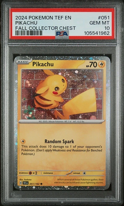 2024 Pokemon Tef En-temporal Forces 051 Pikachu Fall Collector Chest PSA