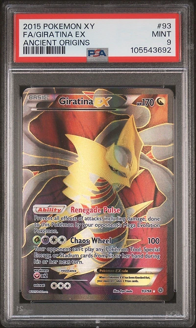 2015 Pokemon Xy Ancient Origins 93 Full Art/giratina Ex PSA 9