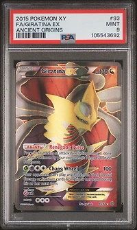 2015 Pokemon Xy Ancient Origins 93 Full Art/giratina Ex PSA 9