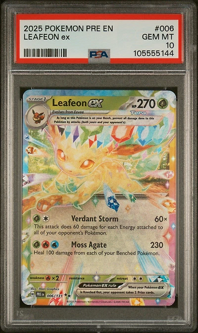 2025 Pokemon Pre En-prismatic Evolutions 006 Leafeon Ex PSA