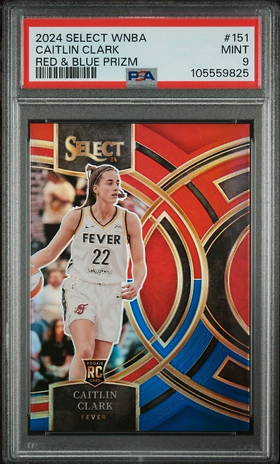 2024 Panini Select Wnba 151 Caitlin Clark Red & Blue Prizm PSA 9